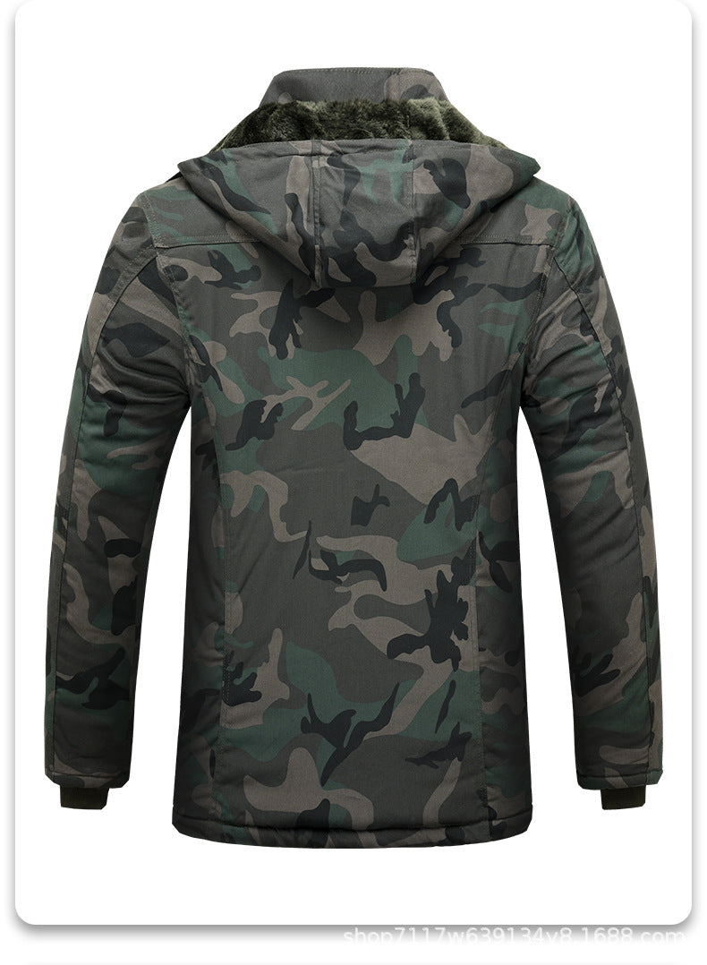 Beicangwang Winter Cotton-Padded Jacket for Men, Fleece-Lined, Thickened, Warm, Cold-Proof, Labor Protection Cotton Coat, Outdoor Cotton Material, Welding Workwear Cotton Jacket