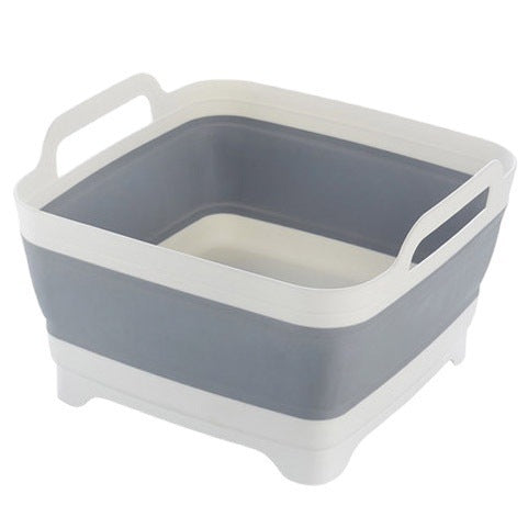 Cross-border Kitchen Sink Folding Square Vegetable Washing Basin Telescopic Draining Basket Portable Folding Basket Washing Fruit and Vegetable Storage Frame