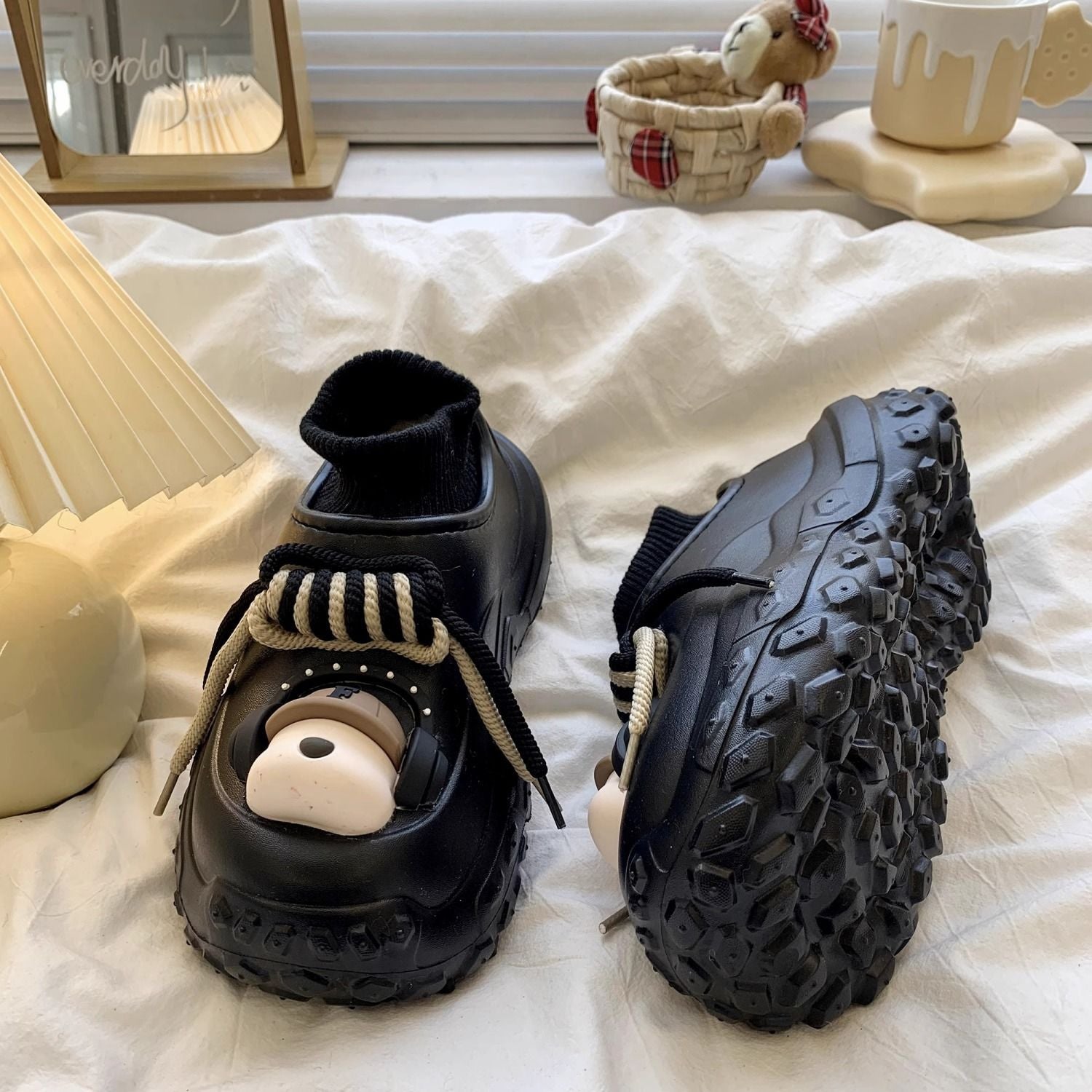 Cartoon-Style Cotton Shoes for Women, 2026 Winter New Versatile Outdoor Wear, Fleece-Lined, Thickened, Warm, Thick-Soled, Niche Design, Height-Increasing