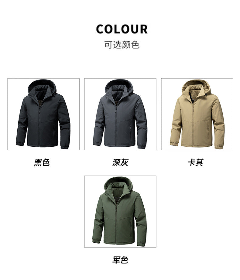 Cross-Border Graphene Cotton Jacket for Men in Autumn and Winter with Detachable Hood, Casual Velvet Thickened Warm Cotton Jacket, Jacket