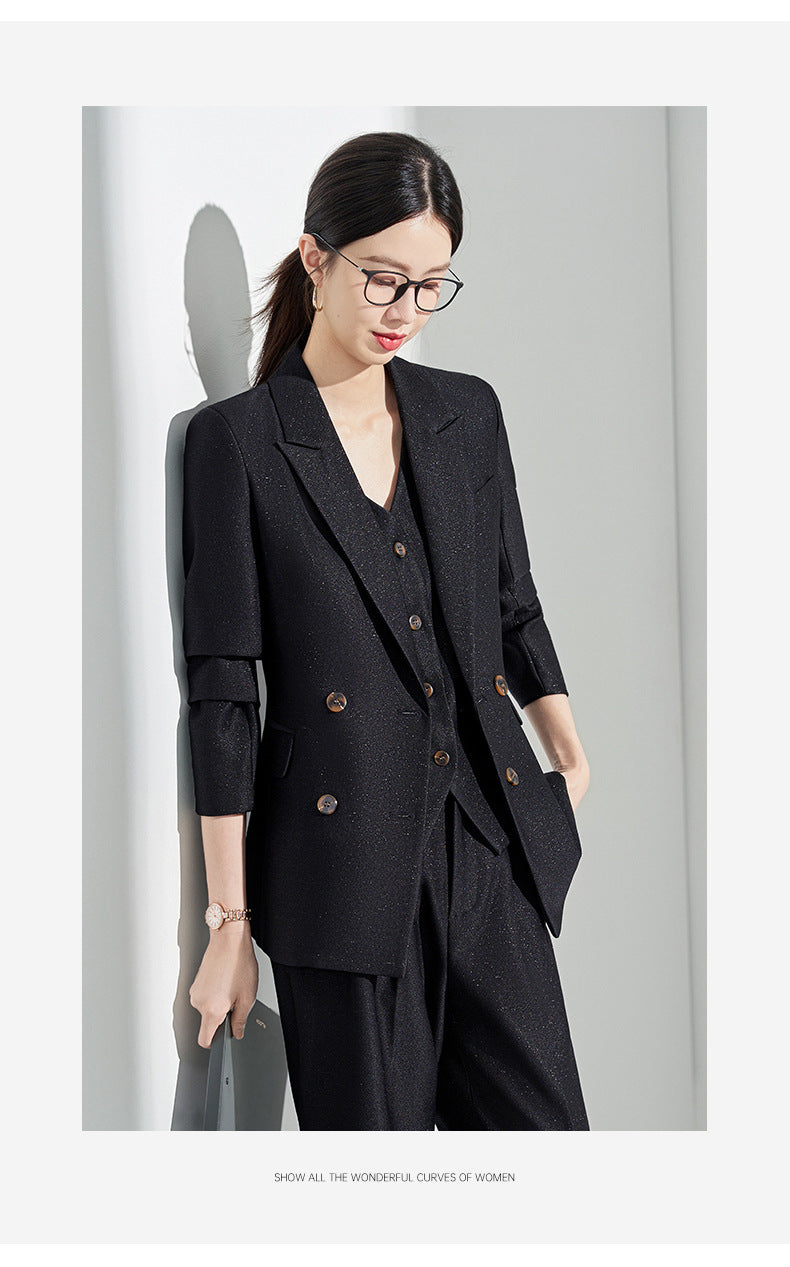 Blue Classy Professional Suit Suit for Women 2025 Spring & Fall New Style Workplace Formal Wear Elegant Work Clothing Three-Piece Suit