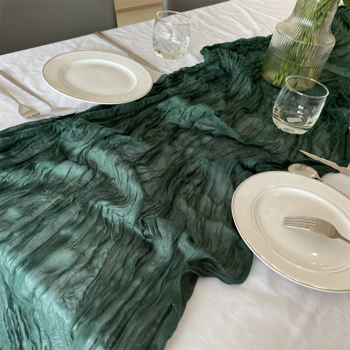 Bali Crepe Table Flag Foreign Trade Western Tablecloth Light Luxury High-End Wedding Party Decoration Pleated Table Flag Wholesale
