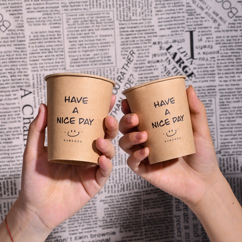 Cartoon Paper Cup Disposable Thickeneded Food Grade Household Hot and Cold Drink Coffee Cup Commercial Wholesale Hospitality Tea Cup