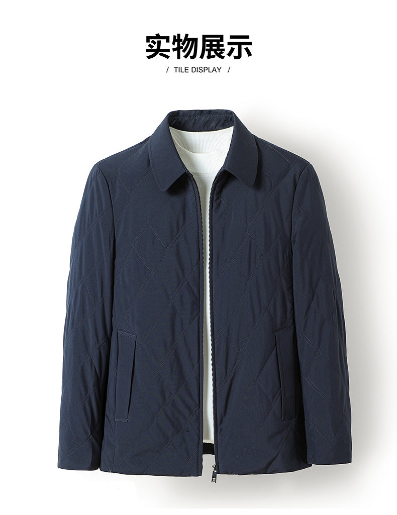Middle-Aged Men's Jacket 2025 Winter New Style Lapel Middle-Aged Dad's Cotton-Padded Jacket Business Casual Men's Jacket Dropshipping