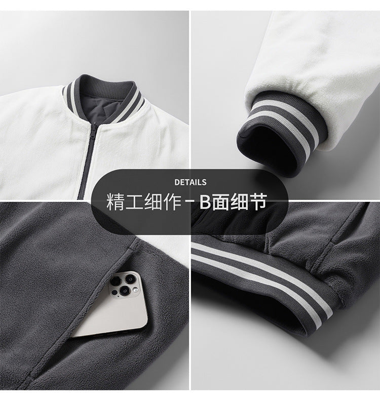 Double-sided stand collar cotton-padded jacket jacket men's winter fleece-lined thickened cotton-padded jacket fashion brand relaxed-fit warm bread suit for lovers