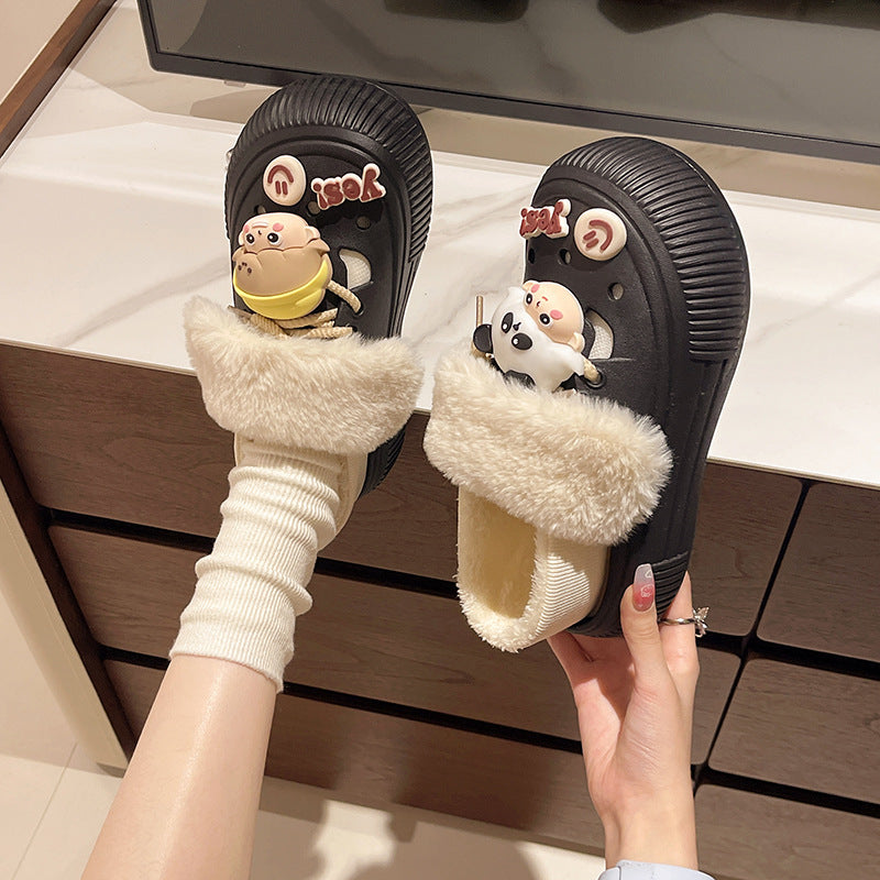 Detachable Cotton Slippers for Women 2025, Comfortable Home Slippers, Cute and Warm, Closed-Back Plush Maternity Cotton Shoes for Autumn and Winter
