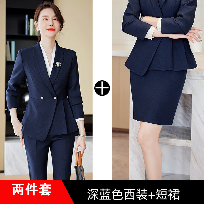 Cross-border High-end Professional suit Women's New Double-breasted Suit Fashion Elegant Goddess Style Work Clothes Interview Dress