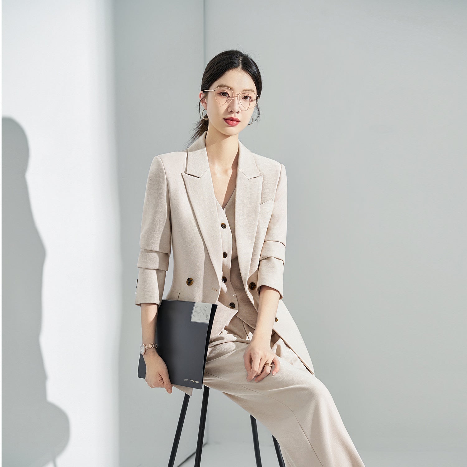 Blue Classy Professional Suit Suit for Women 2025 Spring & Fall New Style Workplace Formal Wear Elegant Work Clothing Three-Piece Suit