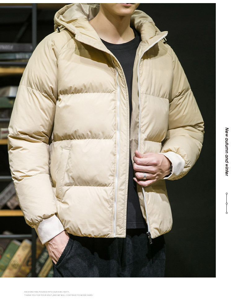 Cross-Border Men's Thickened Cotton Jacket with Hood, Loose Fit, Warm, Versatile, Casual, Cold-Proof Men's Cotton Coat, Trendy Sports Jacket