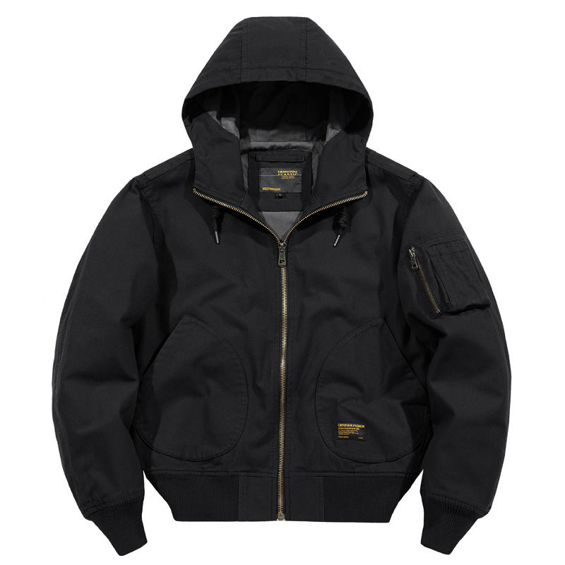 Cross-Border Popular Men's Cotton Jacket Autumn and Winter Thickened Warm Workwear Hooded Cotton Coat Ami Khaki Retro Men's Clothing