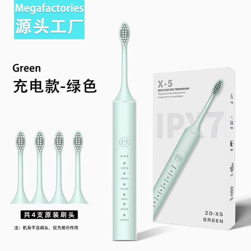 Factory wholesale soft bristle toothbrush flusher portable adult children universal ultrasonic electric toothbrush charging