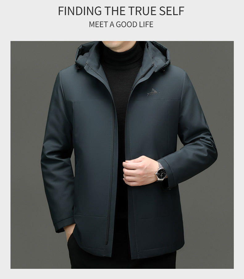 2024 Winter fleece-lined Thickened Cotton Coat Men's Middle-aged and Elderly Dad Hat with Removable Inner Liner Warm Cotton Coat