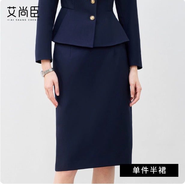 Aishangchen's High-End Navy Blue Suit Is Elegant and Versatile, Hotel Manager's Front Desk Formal Occasion Professional Wear