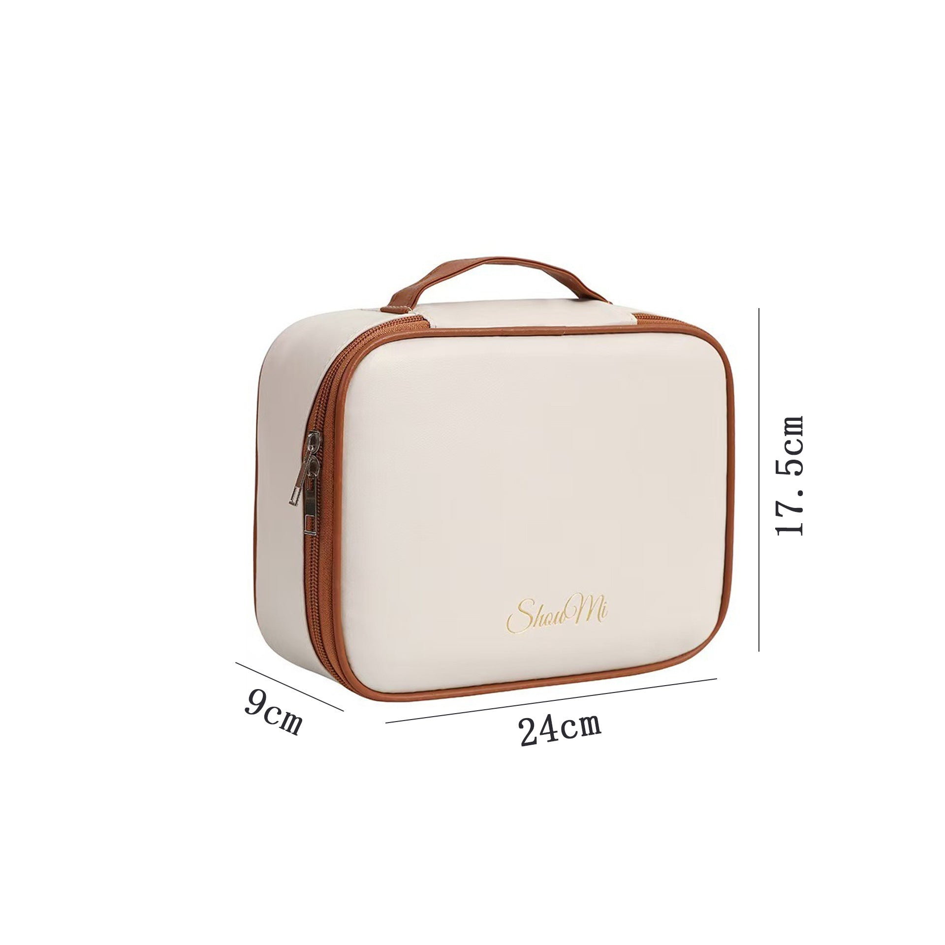 Multifunctional Partitioned Storage Pu Cosmetic Bag, Large Capacity, High-End Feel, Portable Hand-Held Makeup Brush Storage Bag