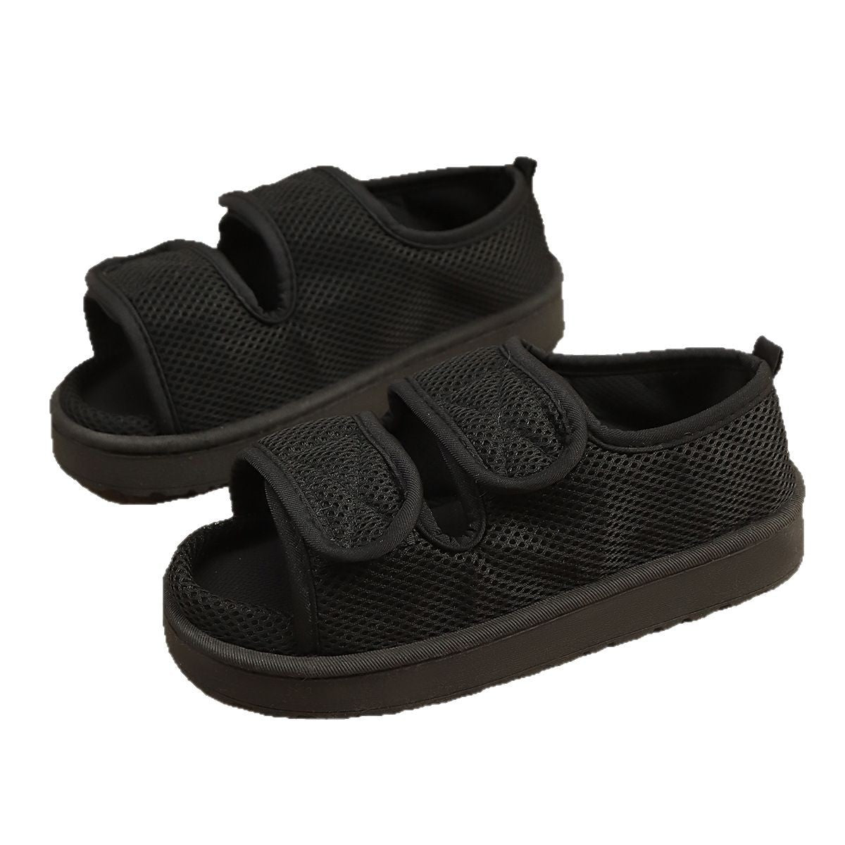 Men's and women's Velcro adjustable opening slippers swollen feet non-slip open toe easy to clean indoor post-surgery non-slip slippers