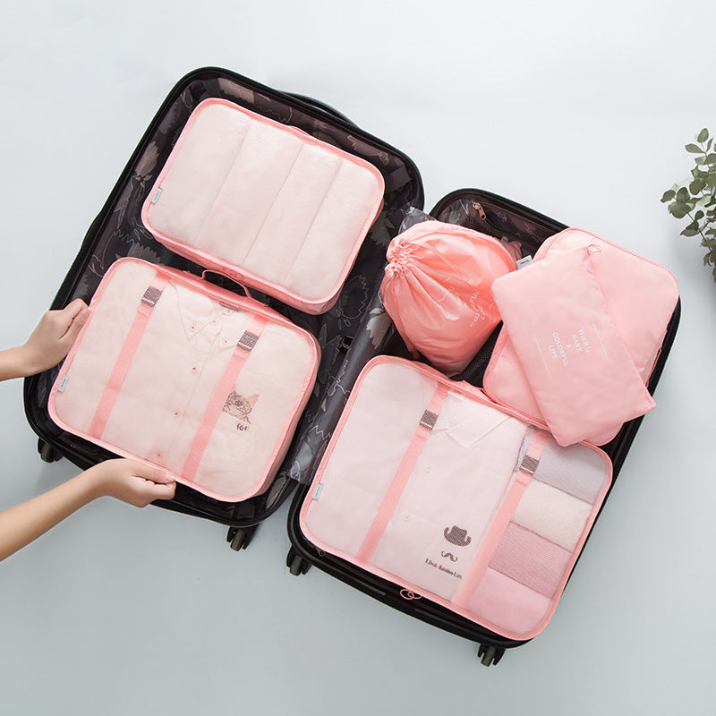 Travel Storage Bag Eight-Piece Storage Bag Waterproof Oxford Cloth Business Trip Makeup and Toiletry Classification Storage Set