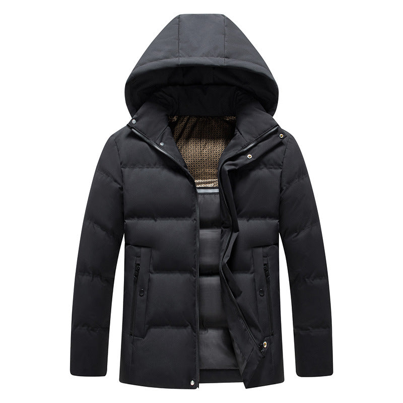 2024 Cross-border Foreign Trade Winter Middle-aged and Elderly Dad Clothes Men's Down Cotton-padded Coat Thickened Warm Hooded Cotton-padded Coat