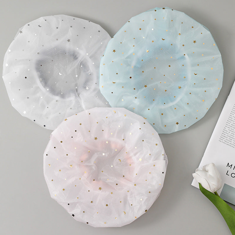 Double-layer shower cap waterproof shower head set household women's summer shower cap hair set kitchen anti-oil smoke film special wholesale
