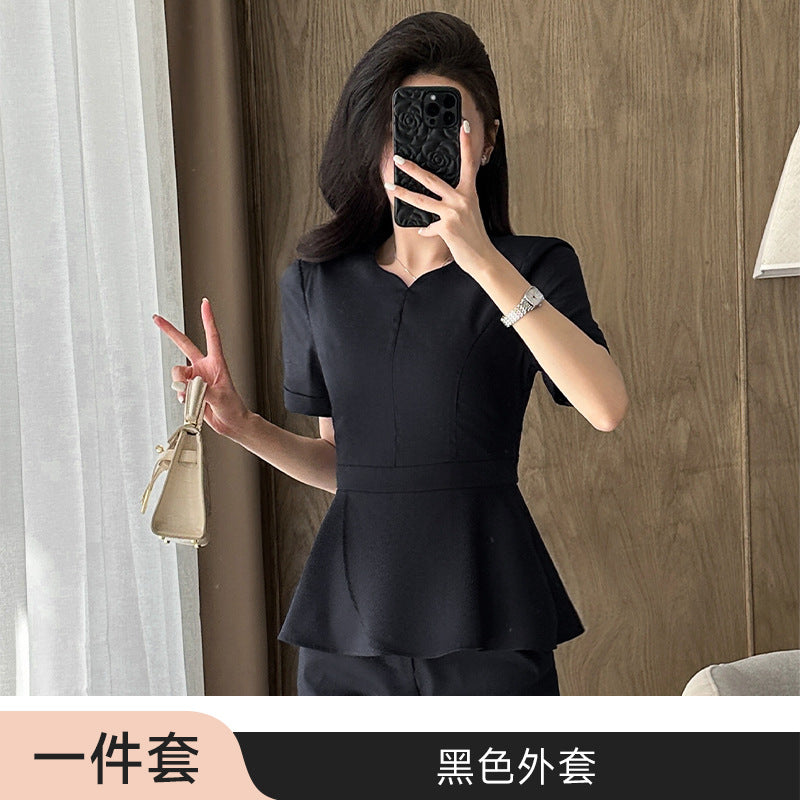 Summer Business Wear Short-sleeved Suit suit Women's Dress Slim-fit Temperament Hotel Front Desk Sales Department Jewelry Store Work Clothes