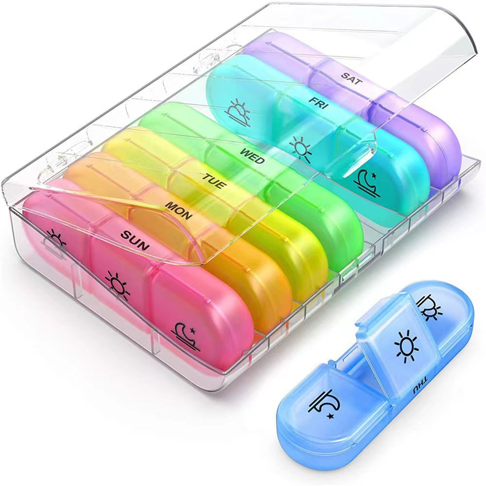 7-Day Portable Medicine Dispensing Box, Three Meals a Day, Morning, Noon and Evening, Dust-Proof Car Clean and Hygienic Storage Box
