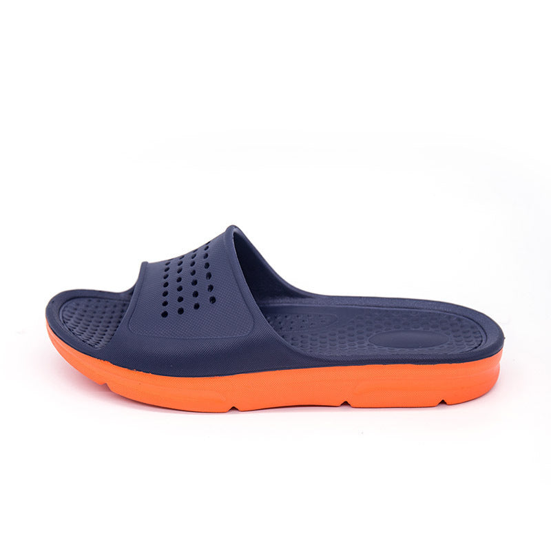 Cross-Border Dual-Density One-Piece Men's Large Size Slippers Summer Two-Color Home Slippers Thick-Soled Rubber and Plastic Slippers