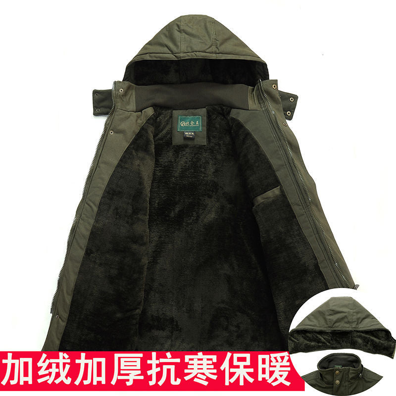 Beicangwang Winter Cotton-Padded Jacket for Men, Fleece-Lined, Thickened, Warm, Cold-Proof, Labor Protection Cotton Coat, Outdoor Cotton Material, Welding Workwear Cotton Jacket