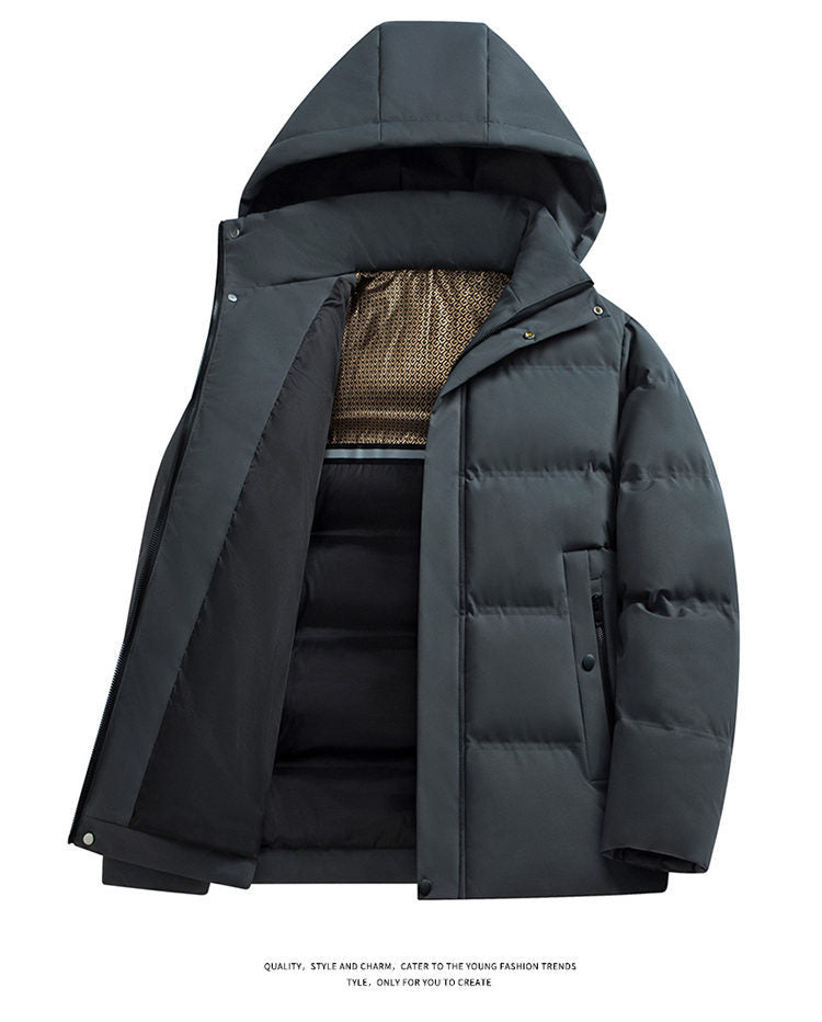 2024 Cross-border Foreign Trade Winter Middle-aged and Elderly Dad Clothes Men's Down Cotton-padded Coat Thickened Warm Hooded Cotton-padded Coat