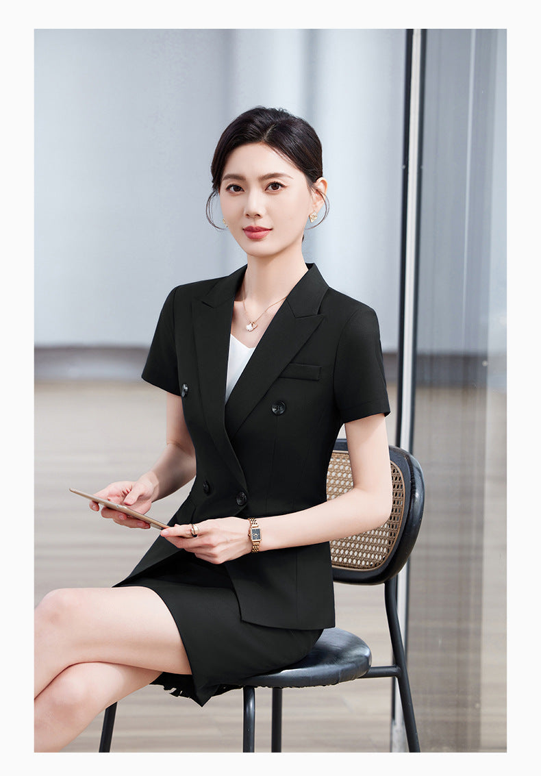 High-End Short-Sleeved Suit for Women 2025 Summer New Style Professional Wear Hotel Manager Bank Work Clothes