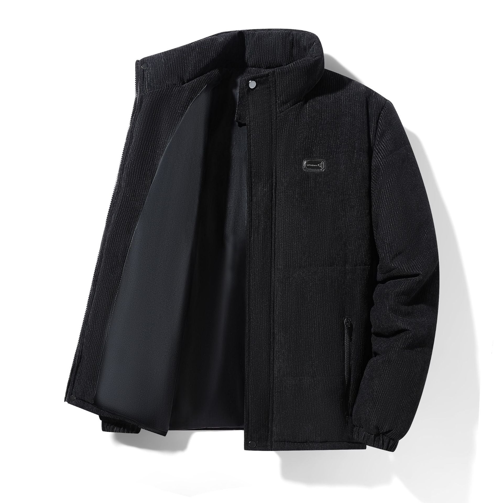 Thickened corduroy cotton-padded jacket for autumn and winter men's warm neck protection stand collar cotton-padded jacket European and American plus size fashionable cotton-padded jacket