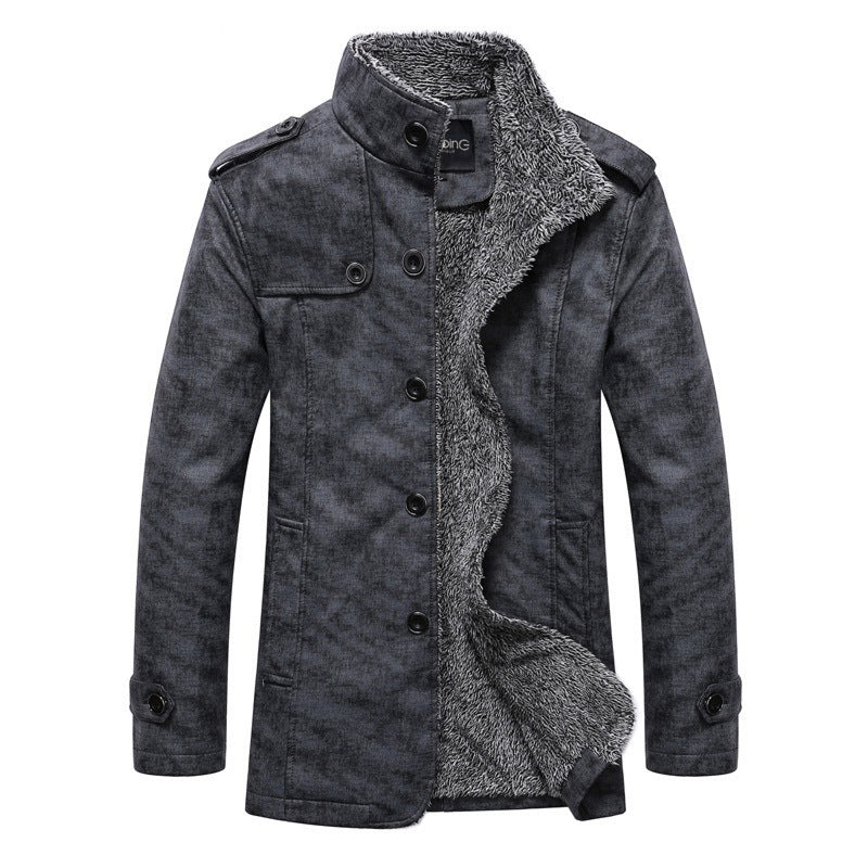 Cross-border Amazon men's clothing factory in stock Winter new men's stand collar PU fur integrated warm jacket