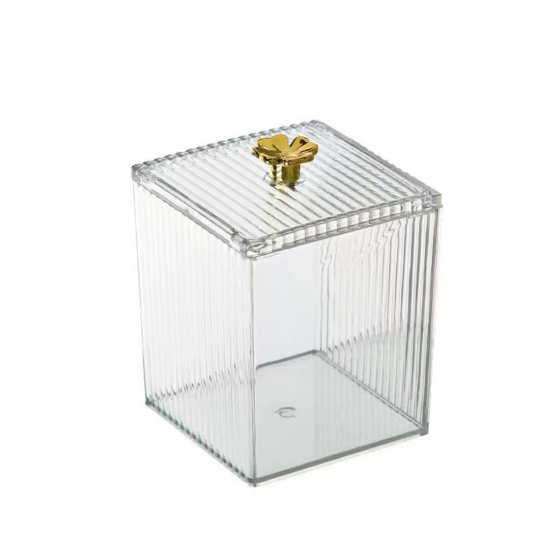 Simple and Minimalist Style Cotton Pad Storage Box, Cotton Swab Box, Desktop Dressing Table Cosmetics Dust-Proof Plastic