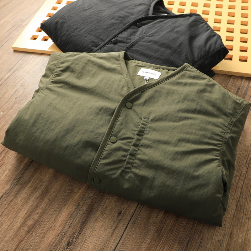 Retro Collarless Layered Thickeneded Men's Winter Jacket Loose Casual Autumn and Winter Warm Inner Lining Men's Cotton Jacket