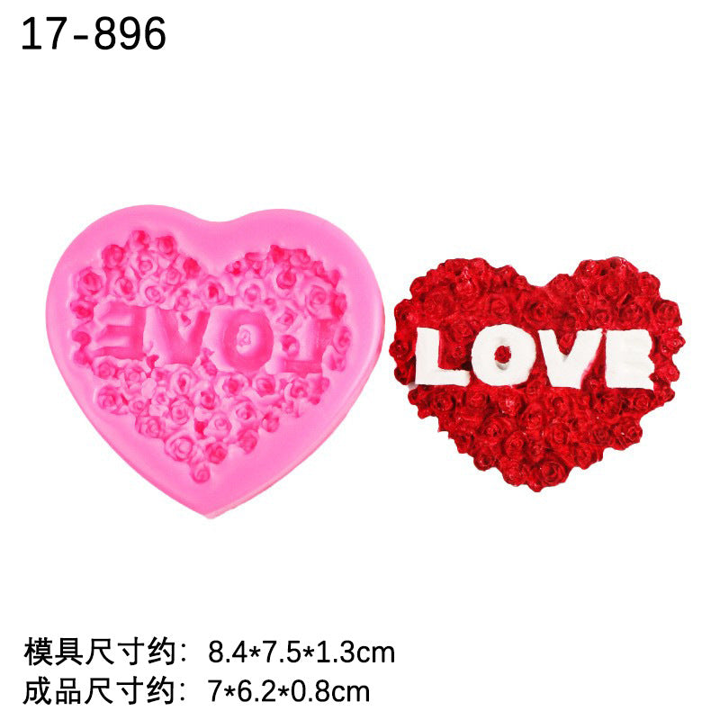 3D love Rose Bow silicone mold pastry cake decoration mold DIY handmade soap aromatherapy plaster mold