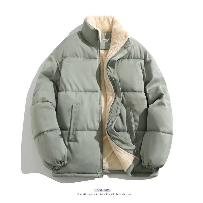 Cross-border Winter New Men's Loose Collar fleece-lined Cotton-padded Clothes Korean Style Youth Fashion Trendy Casual Cotton-padded Jacket