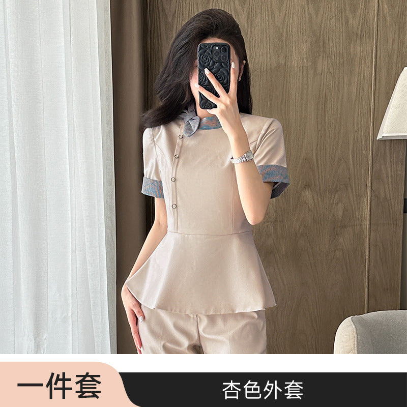 Stewardess Professional Wear Female Summer Fashion Ol Suit Beautician Workwear Sales Department Front Desk Customer Service Reception Workwear