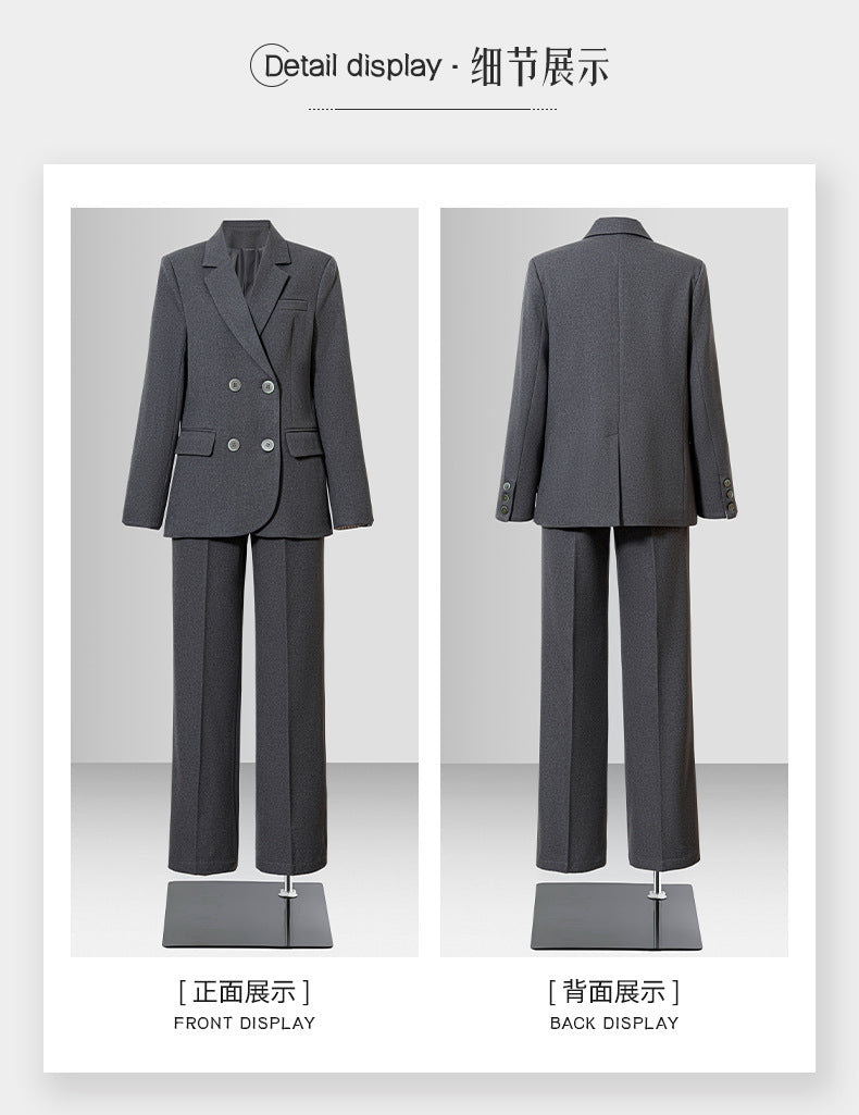 Cross-Border Fashion Simple Double-Breasted Suit Set for Women, New Design with High-End Elegance and Goddess-Like Style, Long-Sleeve Blazer