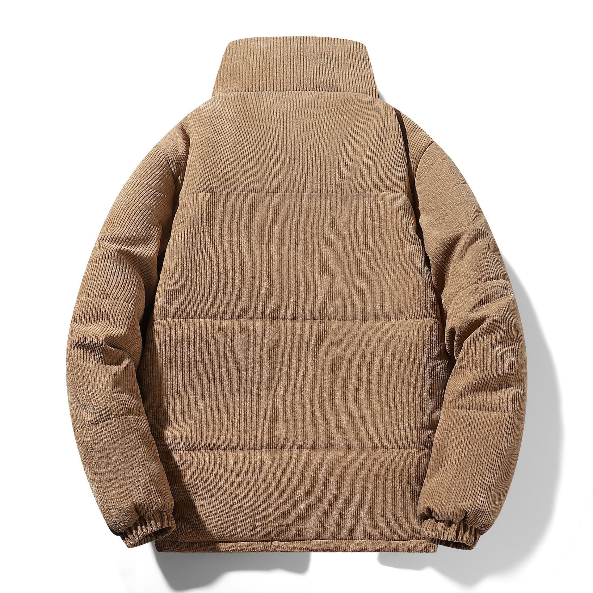 Thickened corduroy cotton-padded jacket for autumn and winter men's warm neck protection stand collar cotton-padded jacket European and American plus size fashionable cotton-padded jacket