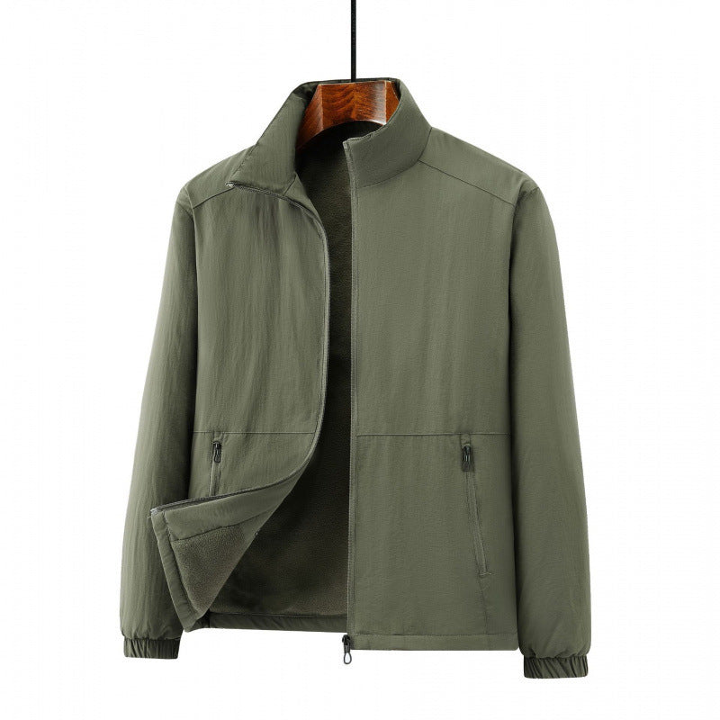 Cross-Border 2025 Tiktok Hot New Style Fleece-Lined and Cotton-Padded Men's Jacket for Outdoor Sports, Loose Korean Style Casual for Middle-Aged Men