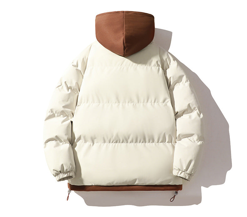 Men's Cotton-Padded Jacket Winter Cold-Proof Cotton Jacket Hooded Fake Two-Piece 2024 New Youth Cotton-Padded Jacket Couple Trendy Brand