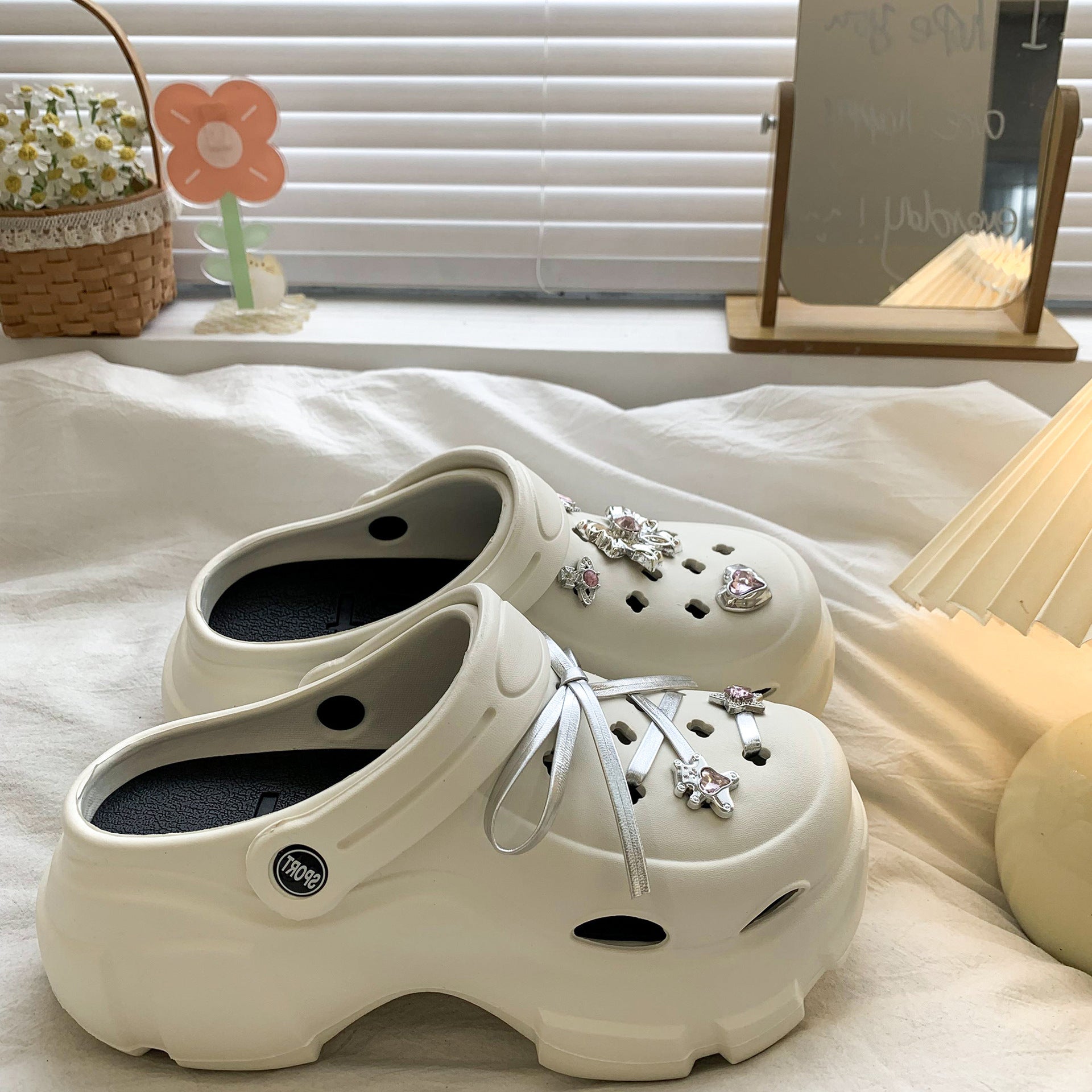 Cute Thick-Soled Height-Increasing Eva Clogs, Summer 2026 New DIY Girl Academy Style Beach Non-Slip Sandals