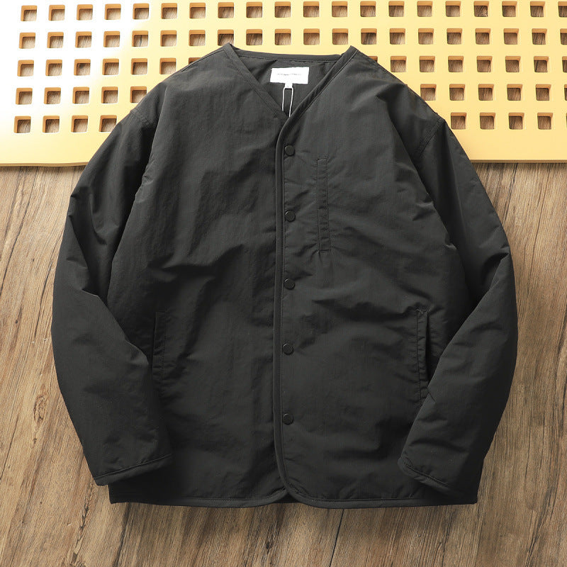 Retro Collarless Layered Thickeneded Men's Winter Jacket Loose Casual Autumn and Winter Warm Inner Lining Men's Cotton Jacket