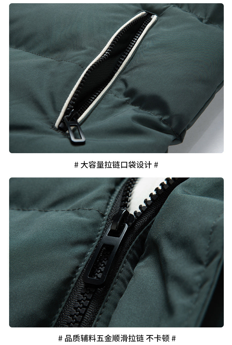 Cross-Border Wholesale Two-Stripe Cotton Jacket Unisex Hooded Cotton Coat Trendy Fashion Thickened Warm Cotton Jacket for Men