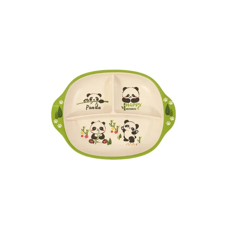 Melamine Bamboo Fiber Baby Dinner Plate, Children's Divided Eating Bowl, Panda Supplementary Food Tableware Set, Safety Certified, in Stock