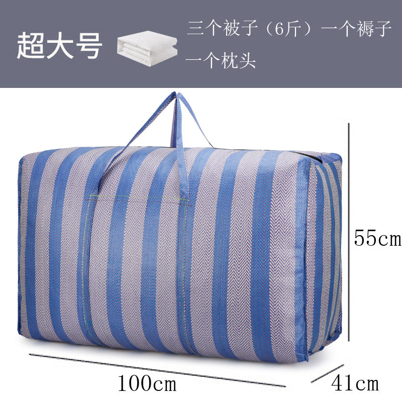 Nylon Woven Bag Student Moving Bag Large Capacity Luggage Moving Bag Blue and White Strip Packing Snakeskin Bag