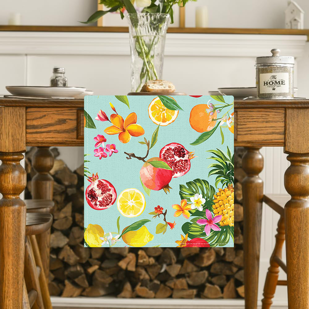Amazon New Lemon Pomegranate Printed Table Flag Cross-border Home Fabric Decorative Tablecloth Linen Tablecloth Cushion Tea Flag