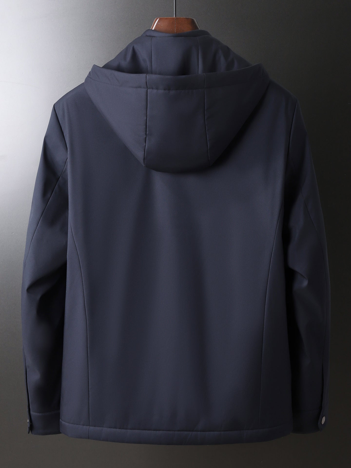 Source Manufacturer Spring and Autumn Anti-Wrinkle Fashion Korean Style Casual Jacket Business Simple Removable Hood Filled with Wool Middle-Aged Clothing