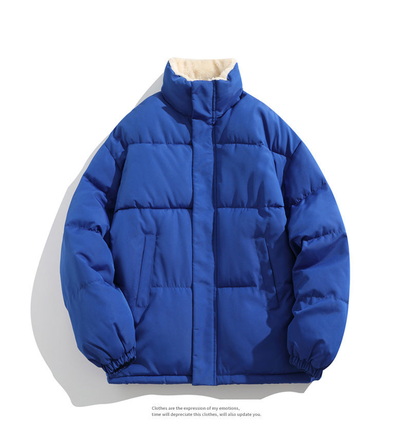 Cross-border Winter New Men's Loose Collar fleece-lined Cotton-padded Clothes Korean Style Youth Fashion Trendy Casual Cotton-padded Jacket