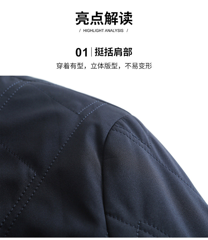 Middle-Aged Men's Jacket 2025 Winter New Style Lapel Middle-Aged Dad's Cotton-Padded Jacket Business Casual Men's Jacket Dropshipping