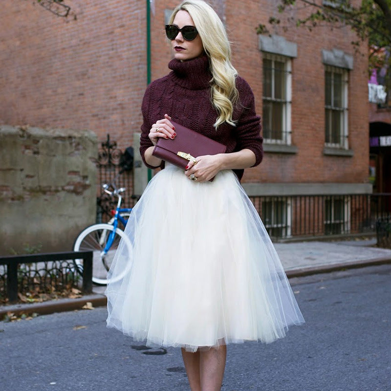 European and American High Waist Mesh skirt tulle skirt Adult Amazon Cross Border tutu skirt Women