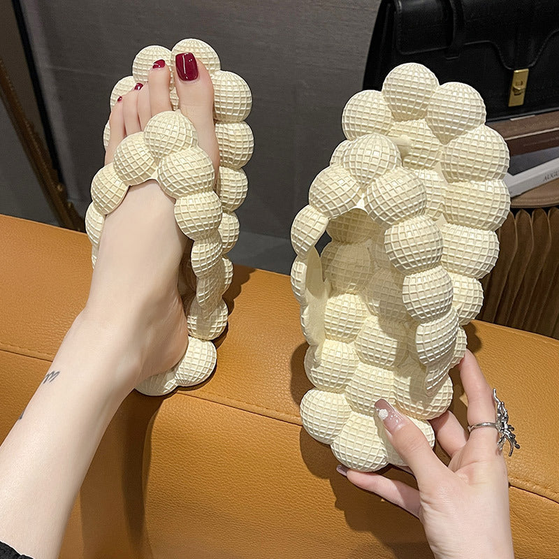 Flip-flops Women's Outfit New Spring and Summer Korean Style Fashionable All-match Non-slip Flat Massage Ball Beach Sandals